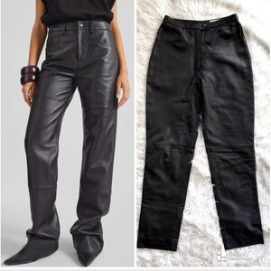 Vintage Black Leather Pants, Vintage High Waist Leather Pants, Biker Motorcycle